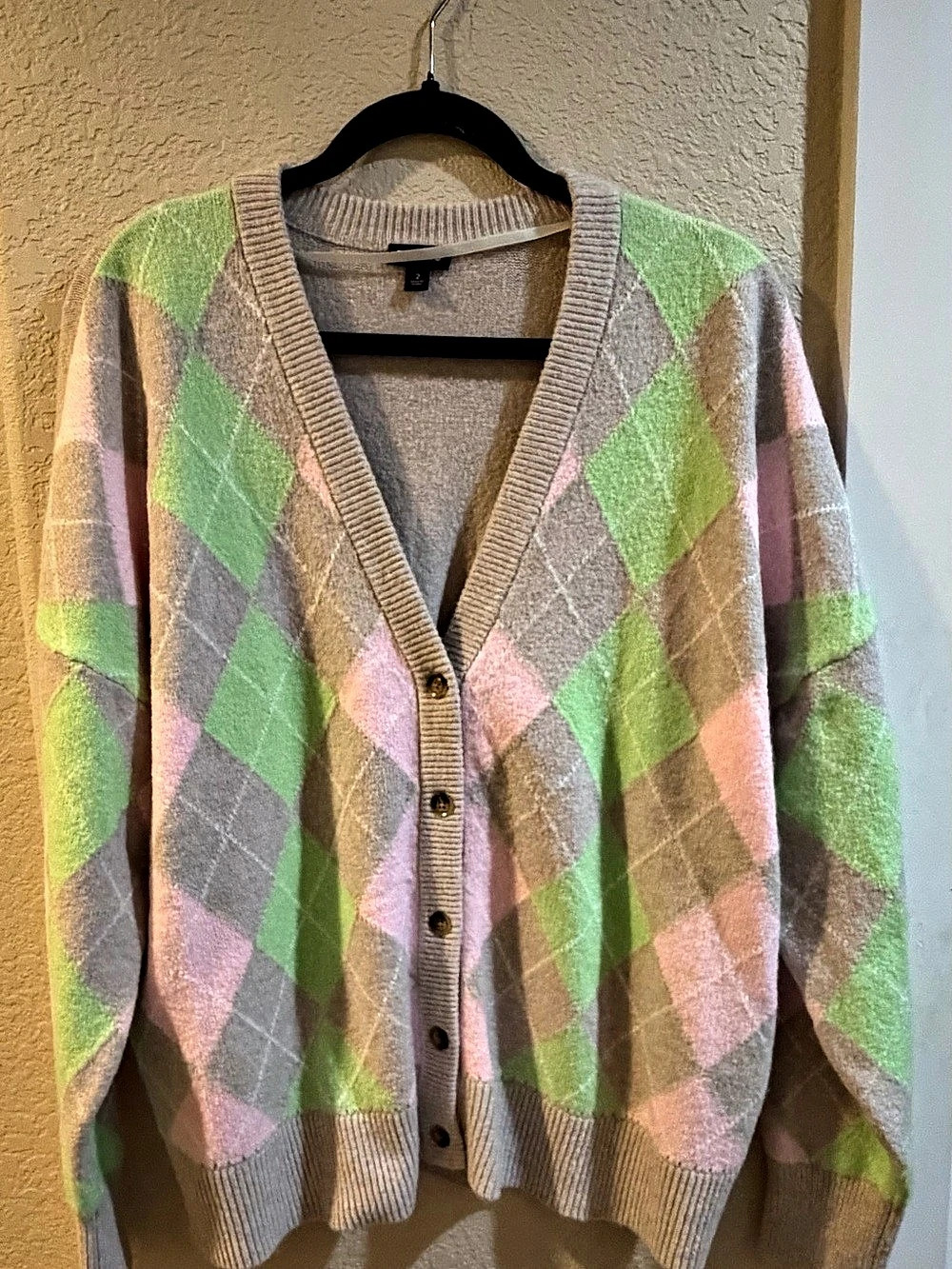 Torrid Argyle Cardigan Green & Pink Size 2